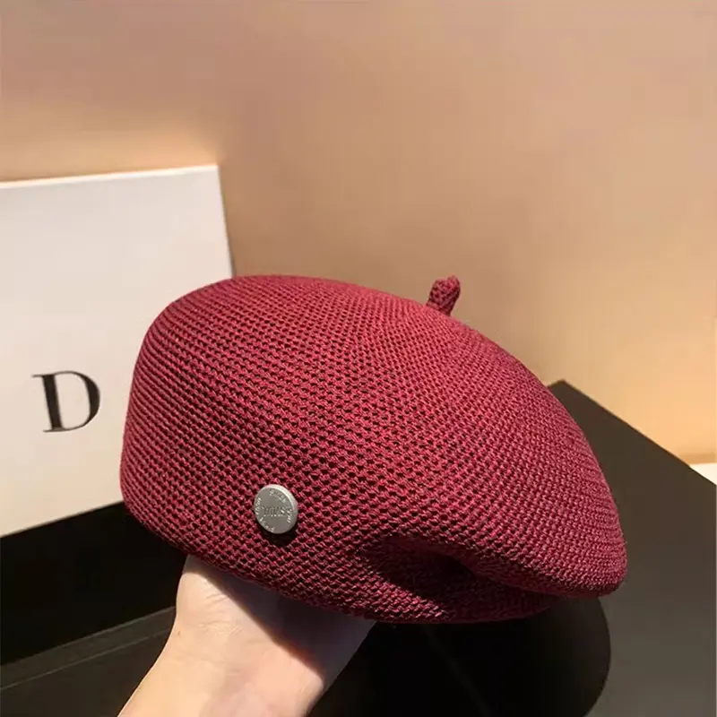 Women Big Head Beret Caps Retro Versatile Sweet Fashion Pleat Breathable Casual Painter Hat