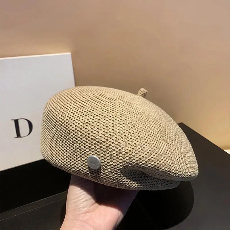 Women Big Head Beret Caps Retro Versatile Sweet Fashion Pleat Breathable Casual Painter Hat