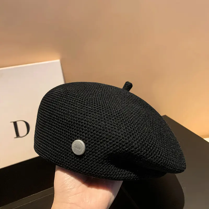 Women Big Head Beret Caps Retro Versatile Sweet Fashion Pleat Breathable Casual Painter Hat