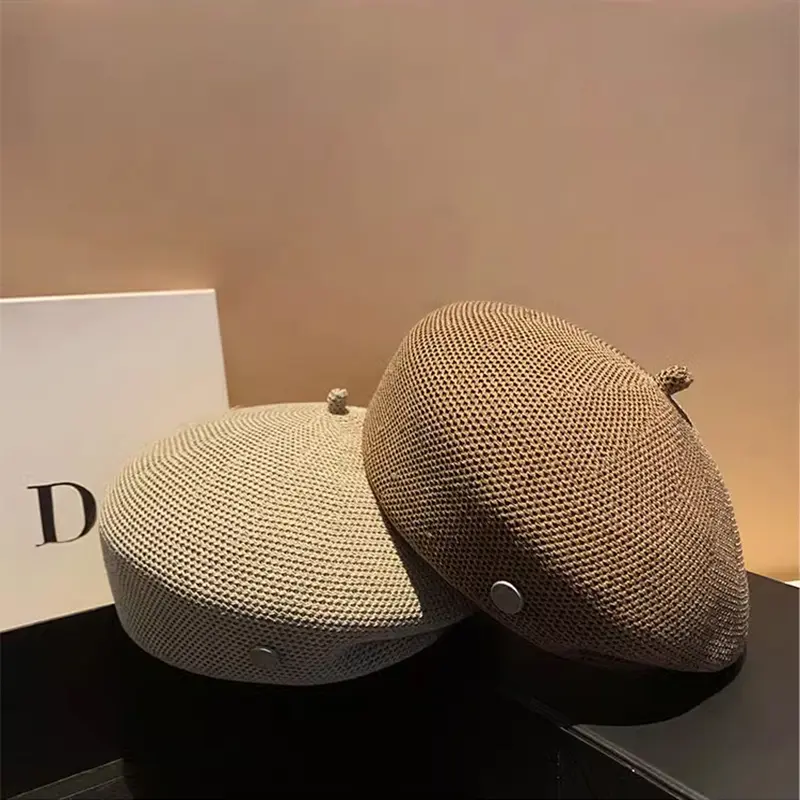 Women Big Head Beret Caps Retro Versatile Sweet Fashion Pleat Breathable Casual Painter Hat