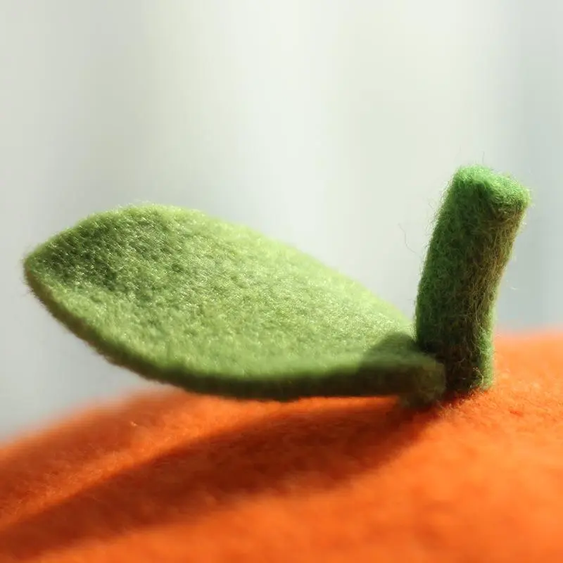 Fresh Cute Fruit Girl Soft Painter Hat Lovely Wool Felt Orange Pink Gift Green Leaf Handmade Warm Beret Ladies