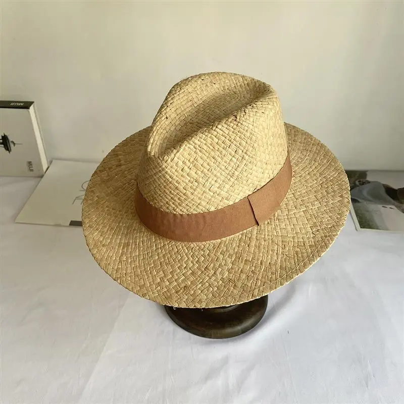 Summer Natural Raffia Sun Hat For Women Men Wide Brim Fashion Jazz Outdoor Vacation Beach Hat Panama