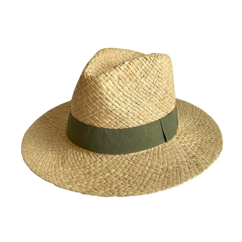 Summer Natural Raffia Sun Hat For Women Men Wide Brim Fashion Jazz Outdoor Vacation Beach Hat Panama