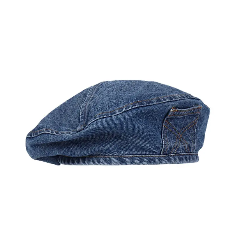 2023 Retro Denim Berets Hat Casual Autumn Shade Painter Cap Korean Solid Color Octagonal Women's Painter Hats