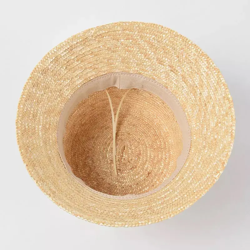 French Retro Straw Hat Straw Bucket Cap Women Summer Sunshade Holiday Beach Hat With Black Ribbon