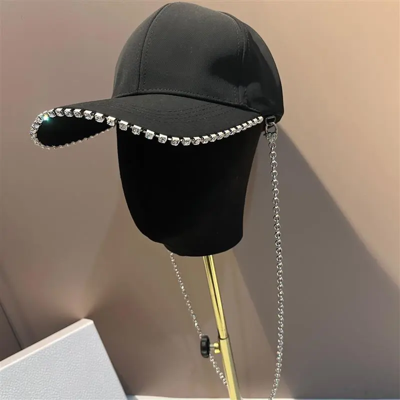 Fashion Fragrant Diamond Chain Trucker Cap Diamond Edge Handmade Beads Street Visors Unisex Men Women Black Baseball Cap