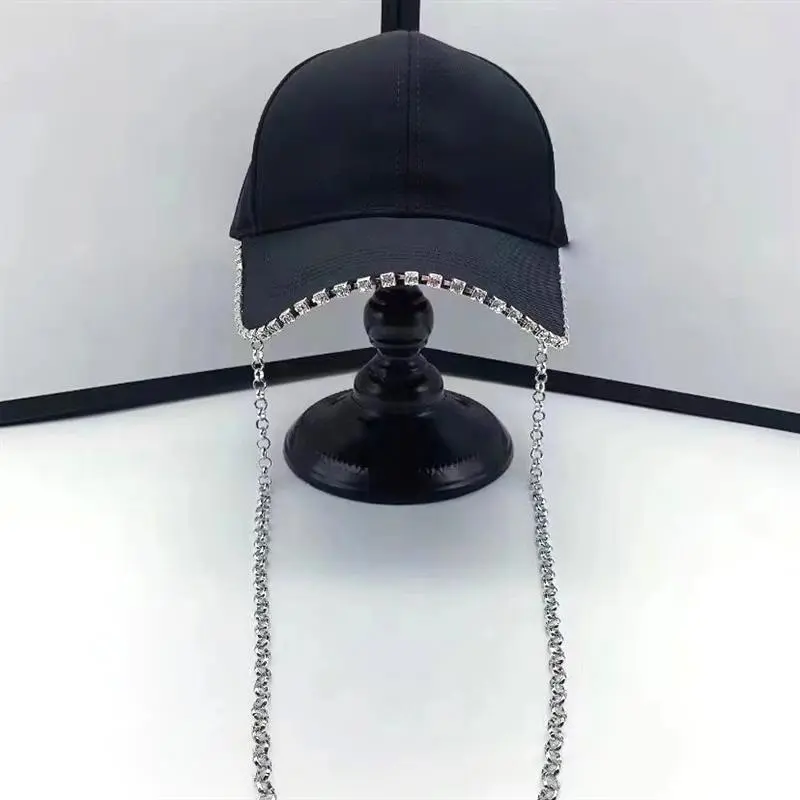 Fashion Fragrant Diamond Chain Trucker Cap Diamond Edge Handmade Beads Street Visors Unisex Men Women Black Baseball Cap