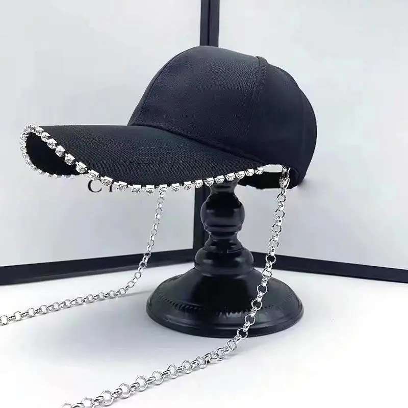 Fashion Fragrant Diamond Chain Trucker Cap Diamond Edge Handmade Beads Street Visors Unisex Men Women Black Baseball Cap