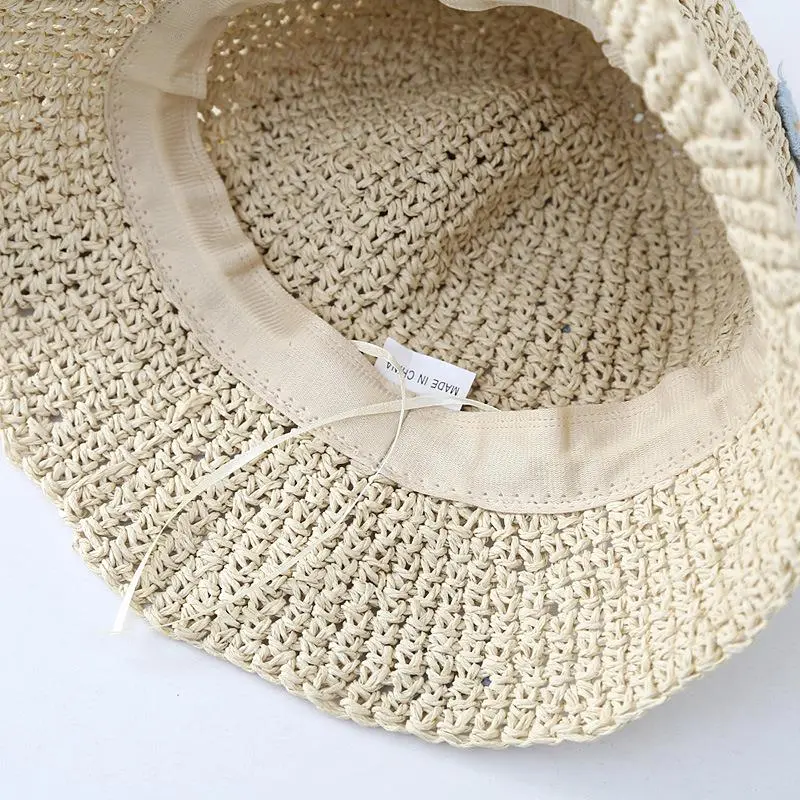 Ladies Summer Beach Sun Protection Fresh Little Flowers Fisherman Hat Sweet Lovely Casual Floral Bucket Straw Hat