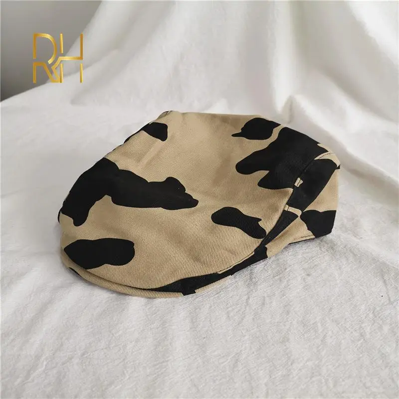 Autumn New Beret Hat Women Cow Print  Japanese Painter Hat High Quality Newsboy Caps Femme Lady Girl Bonnet RH