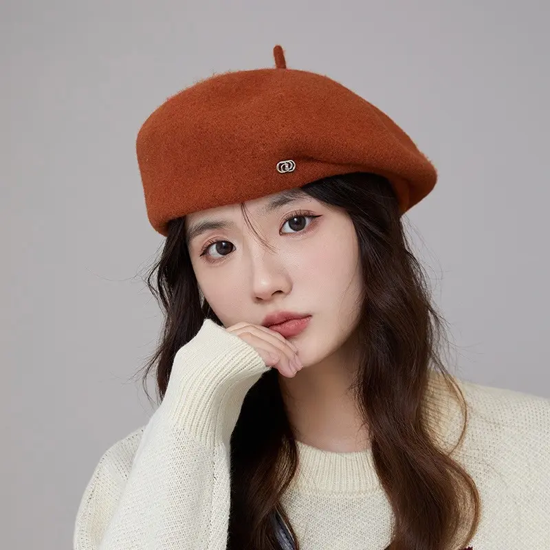 Woolen French Style Elegant Beret Women Autumn Winter Vintage Painter Hat Casual Warm Berets Caps