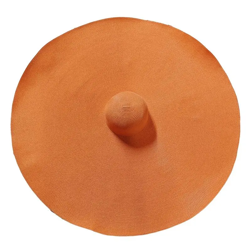 RH Women Super Large Beach Sun Paper 1 Meter Straw Hat 40cm Brim Round Sunshade Travel Dyed Colors Foldable Big Straw Cap