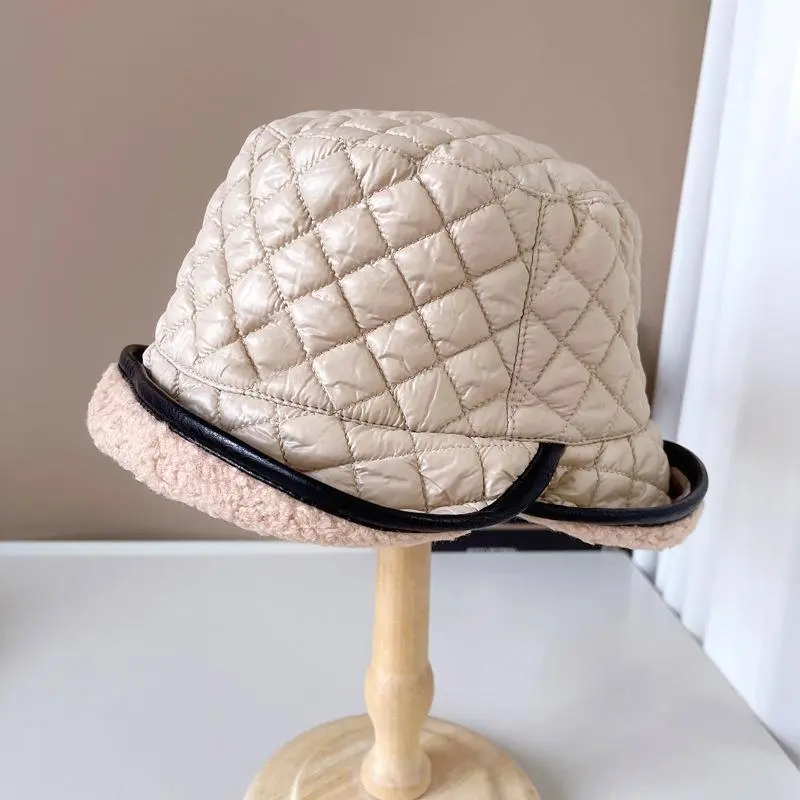 Double-side New Plaid Bucket Hat Female Simple Checkerboard Fisherman Caps Autumn and Winter Warm Women's Hats for 2022