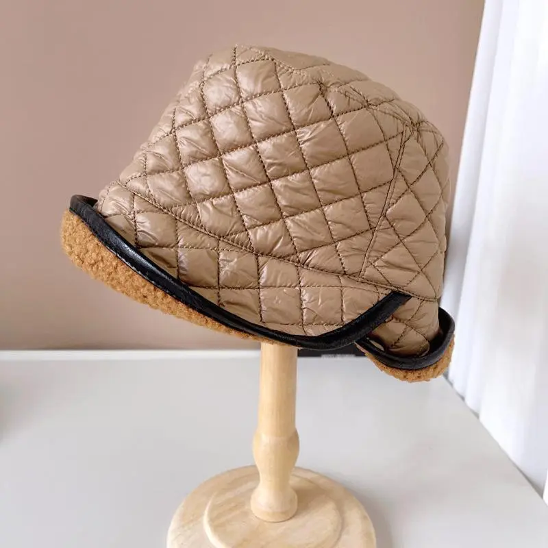 Double-side New Plaid Bucket Hat Female Simple Checkerboard Fisherman Caps Autumn and Winter Warm Women's Hats for 2022