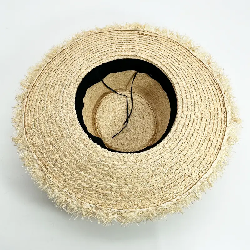 RH New Raffia Panama Straw Caps Summer Black Ribbon Women Wide Brim Sun Cap UV Protection Fedora Grass Beach Hat