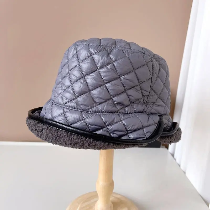 Double-side New Plaid Bucket Hat Female Simple Checkerboard Fisherman Caps Autumn and Winter Warm Women's Hats for 2022