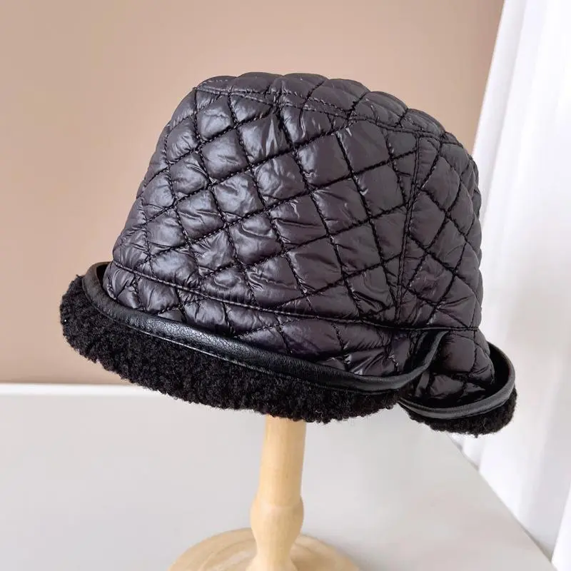 Double-side New Plaid Bucket Hat Female Simple Checkerboard Fisherman Caps Autumn and Winter Warm Women's Hats for 2022