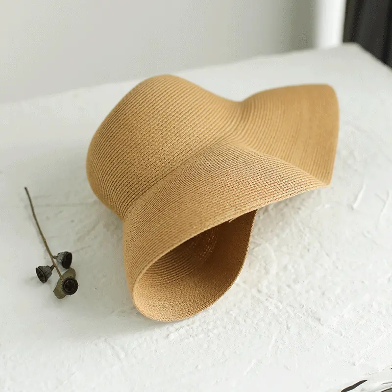 Women Summer Large Brim French Sun Hepburn Style Beach Foldable Big Round Church Party Wide Travel Hat