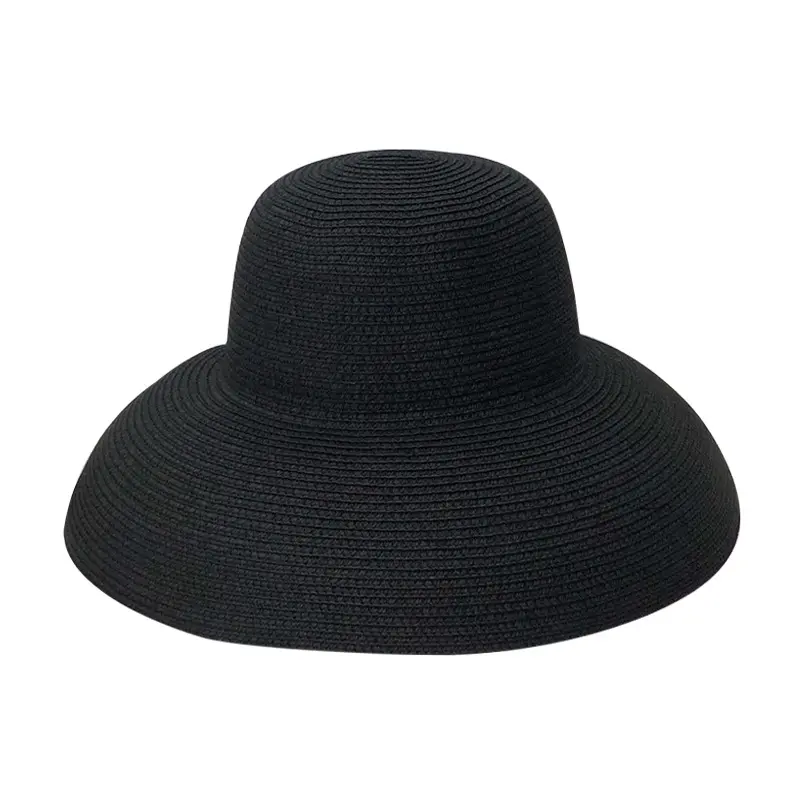 Women Summer Large Brim French Sun Hepburn Style Beach Foldable Big Round Church Party Wide Travel Hat
