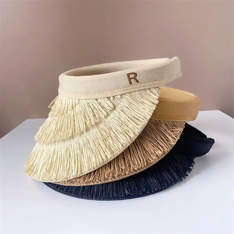 New Fashion Three-layer Fringed Design Women Straw Empty Top Hat Summer Vacation Outdoor Sun Beach Hat