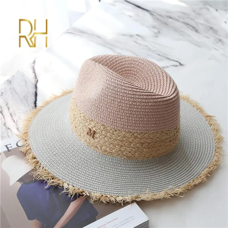 2021 New Summer Beach Straw Panama Sun Hats For Women Fashion Letter M Jazz Straw For Men Wholesale RH