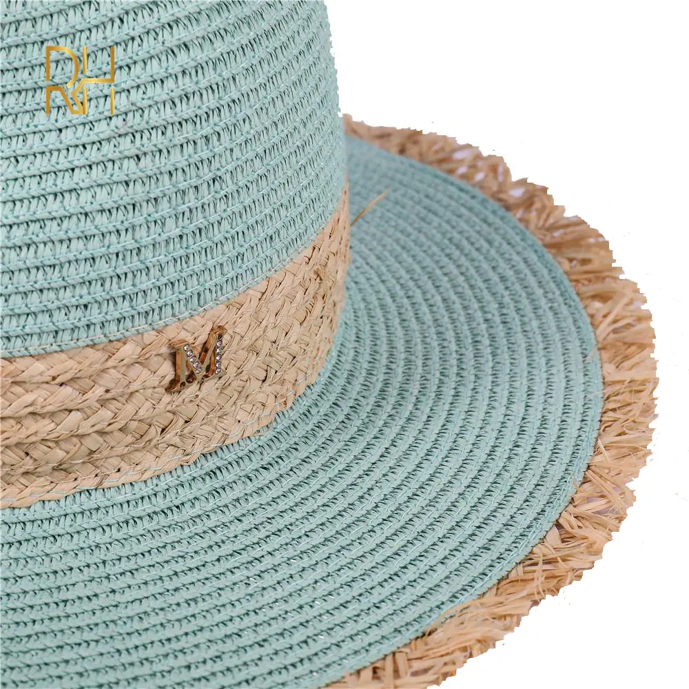 2021 New Summer Beach Straw Panama Sun Hats For Women Fashion Letter M Jazz Straw For Men Wholesale RH