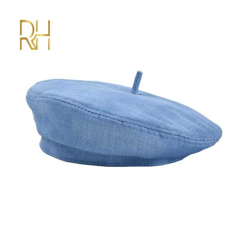 New Trendy Women French Beret Summer Denim Beret Hat Cap Lady Retro Style Caps Blue Black Adjustable Painter Beanie