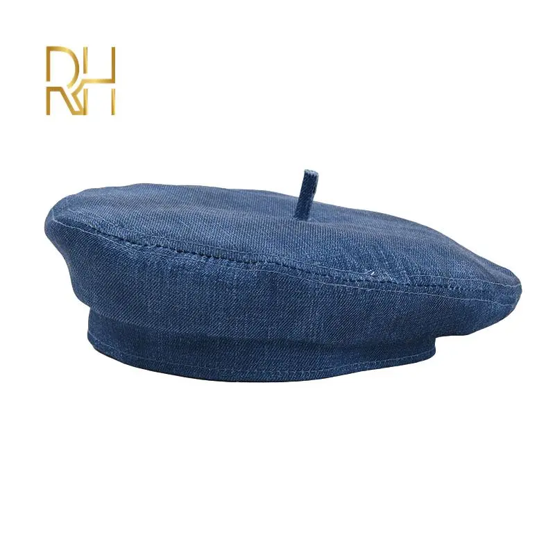 New Trendy Women French Beret Summer Denim Beret Hat Cap Lady Retro Style Caps Blue Black Adjustable Painter Beanie