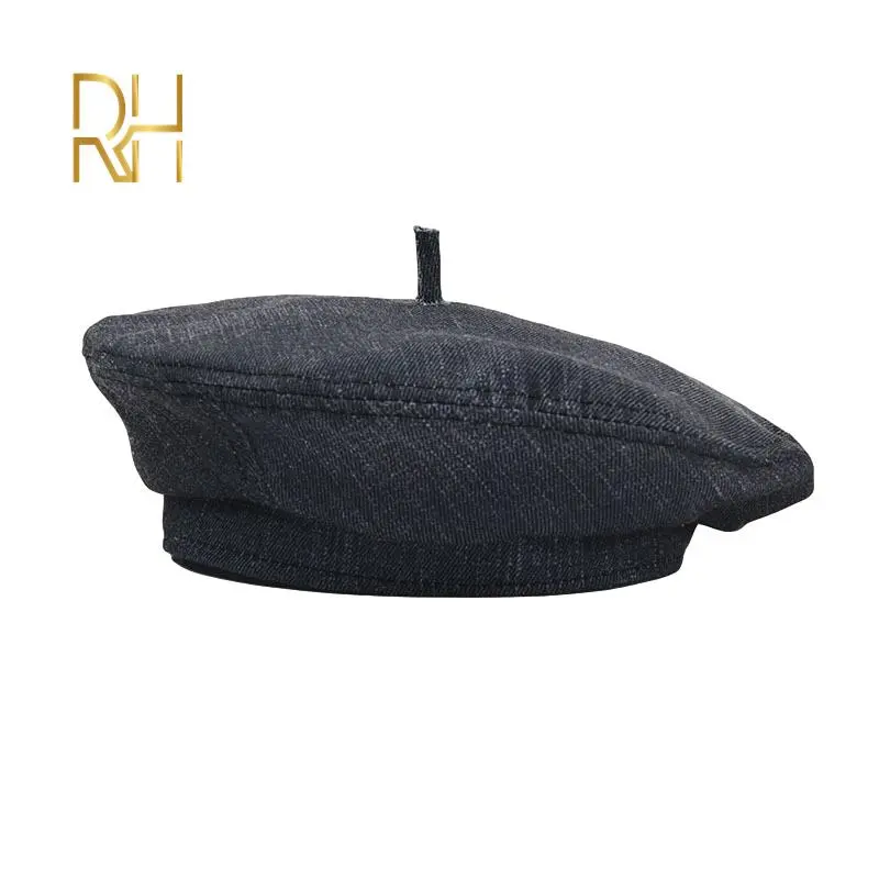 New Trendy Women French Beret Summer Denim Beret Hat Cap Lady Retro Style Caps Blue Black Adjustable Painter Beanie