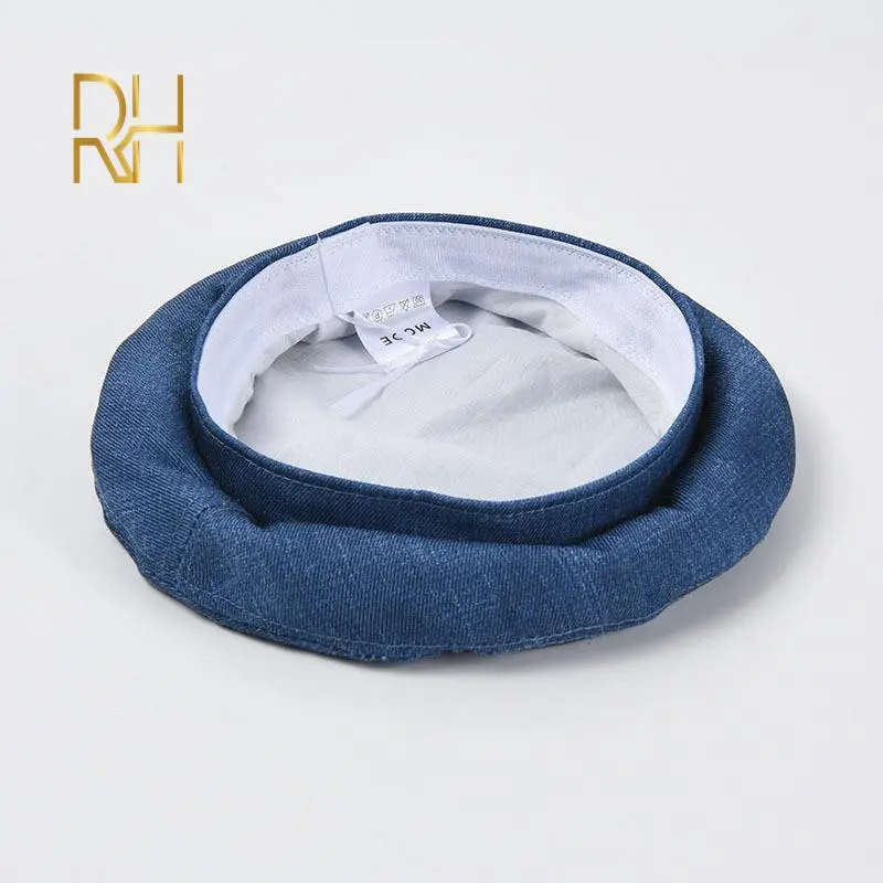 New Trendy Women French Beret Summer Denim Beret Hat Cap Lady Retro Style Caps Blue Black Adjustable Painter Beanie