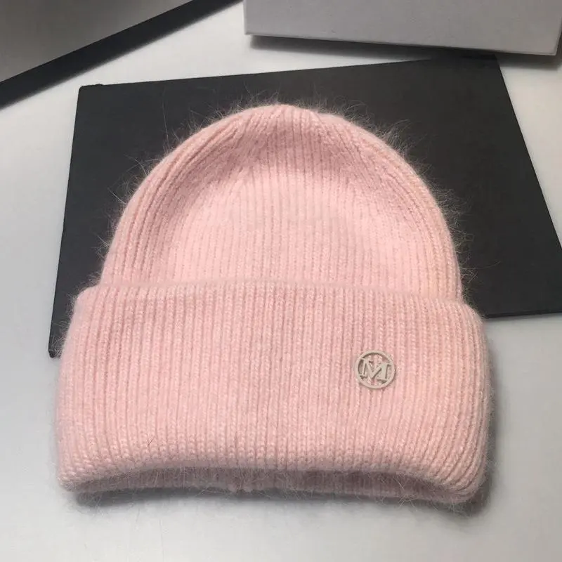 Casual Woolen Hat Women's Ins Winter Cold Hat Warm Hood Rabbit Fur Cashmere Knitted Hats Skullies Beanies