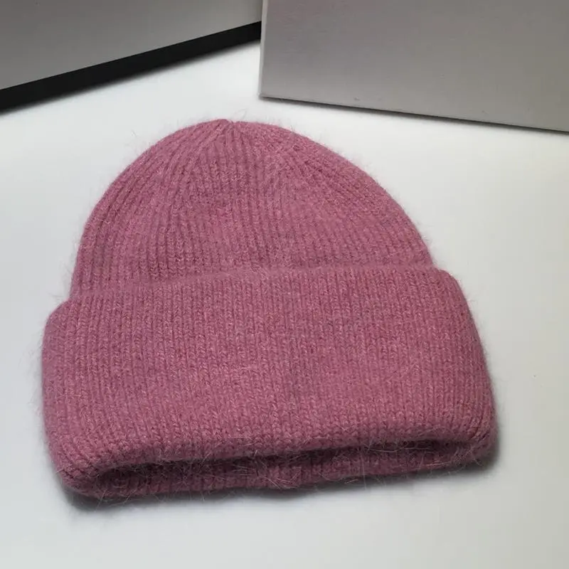 Casual Woolen Hat Women's Ins Winter Cold Hat Warm Hood Rabbit Fur Cashmere Knitted Hats Skullies Beanies