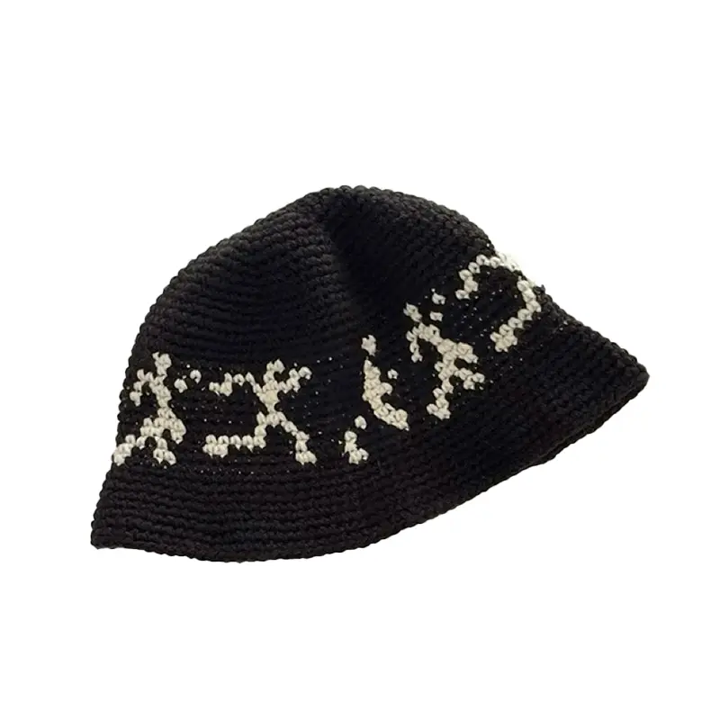 Fashion Warm Crochet Knit Fisherman Custom Handmade Design Retro Artistic Women Person Walking Bucket Cap