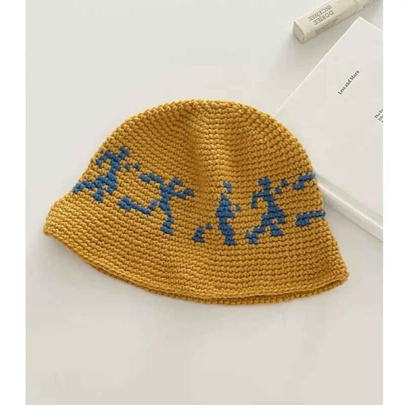Fashion Warm Crochet Knit Fisherman Custom Handmade Design Retro Artistic Women Person Walking Bucket Cap