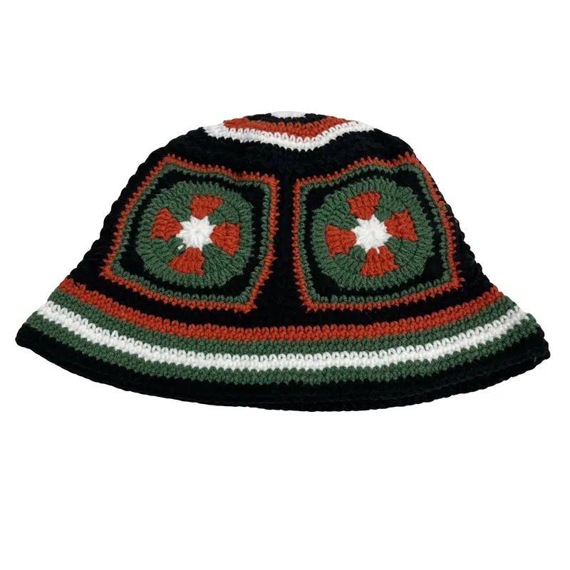 Fashion Knitting Bucket Hat Autumn Winter Handmade Western Floral Crochet Street Adult Beanie Basin Hat
