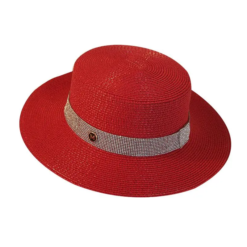 Luxury Brand Women And Ladies Straw Sun Hats Fashion Ribbon Sun Summer Hat For Girls Lady Handmade Flat Panama Beach Hat RH