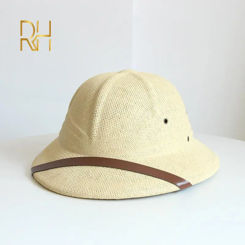 Fashion Vietnam War Army Hat Women Men British Explorer Straw Helmet Summer Boater Bucket Sun Hat Unisex Jungle Miners Cap RH