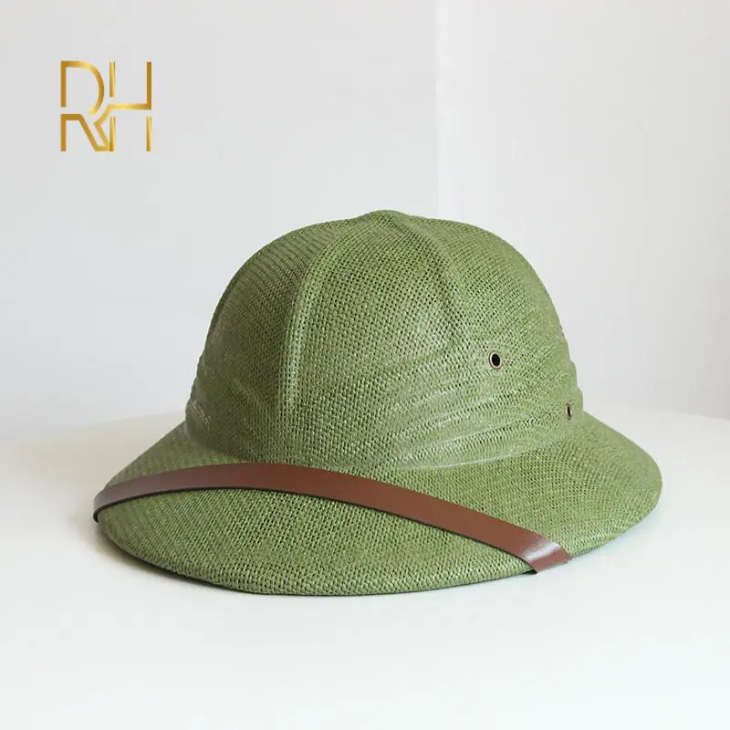 Fashion Vietnam War Army Hat Women Men British Explorer Straw Helmet Summer Boater Bucket Sun Hat Unisex Jungle Miners Cap RH