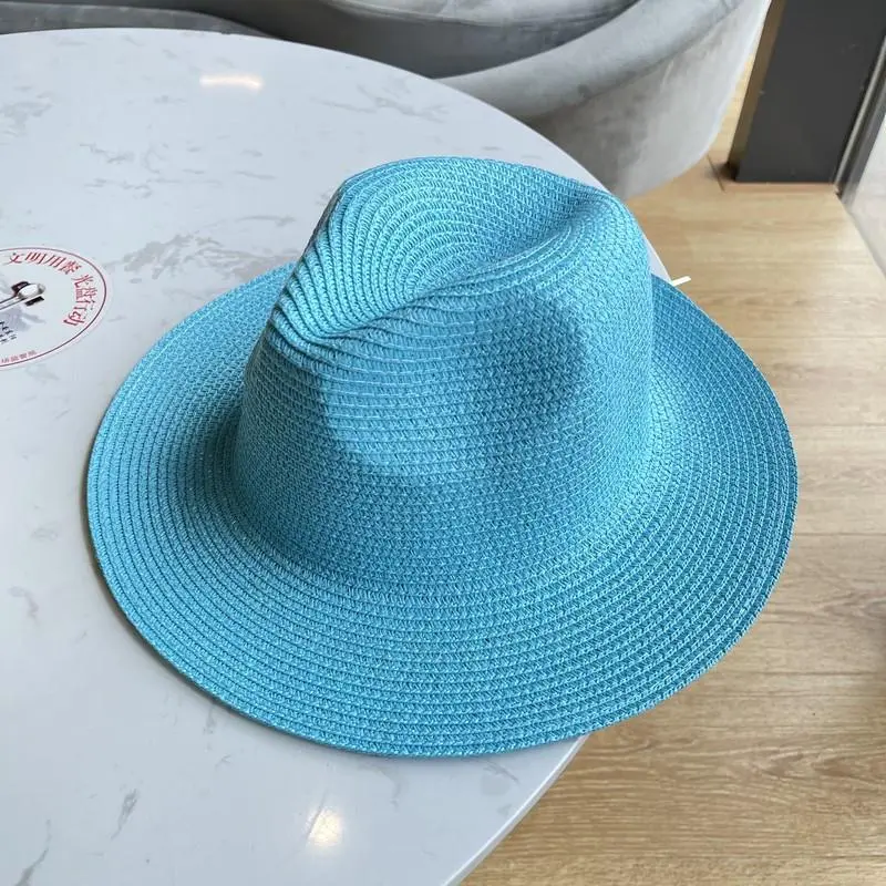 Fresh Colors Jazz Top Caps Women Sunscreen Hat Beach Paper Macaron Colorful Paper Straw Hat Fedoras