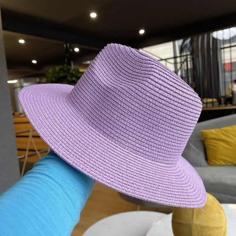Fresh Colors Jazz Top Caps Women Sunscreen Hat Beach Paper Macaron Colorful Paper Straw Hat Fedoras