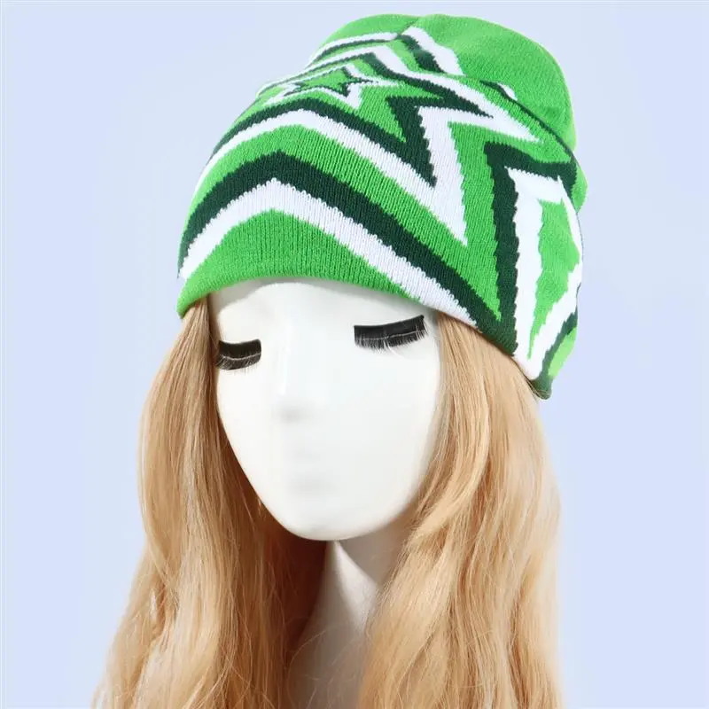 Adult EU US Fashion Style Stars Jacquard Knit Hat Elastic Stretch Warm Street Unisex Pullover Women Cold Hat