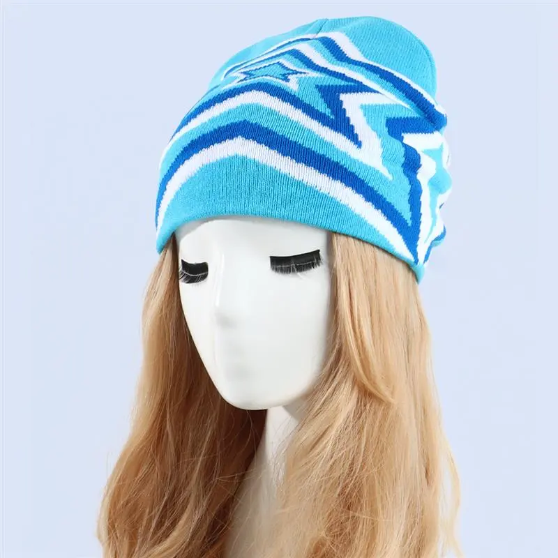 Adult EU US Fashion Style Stars Jacquard Knit Hat Elastic Stretch Warm Street Unisex Pullover Women Cold Hat