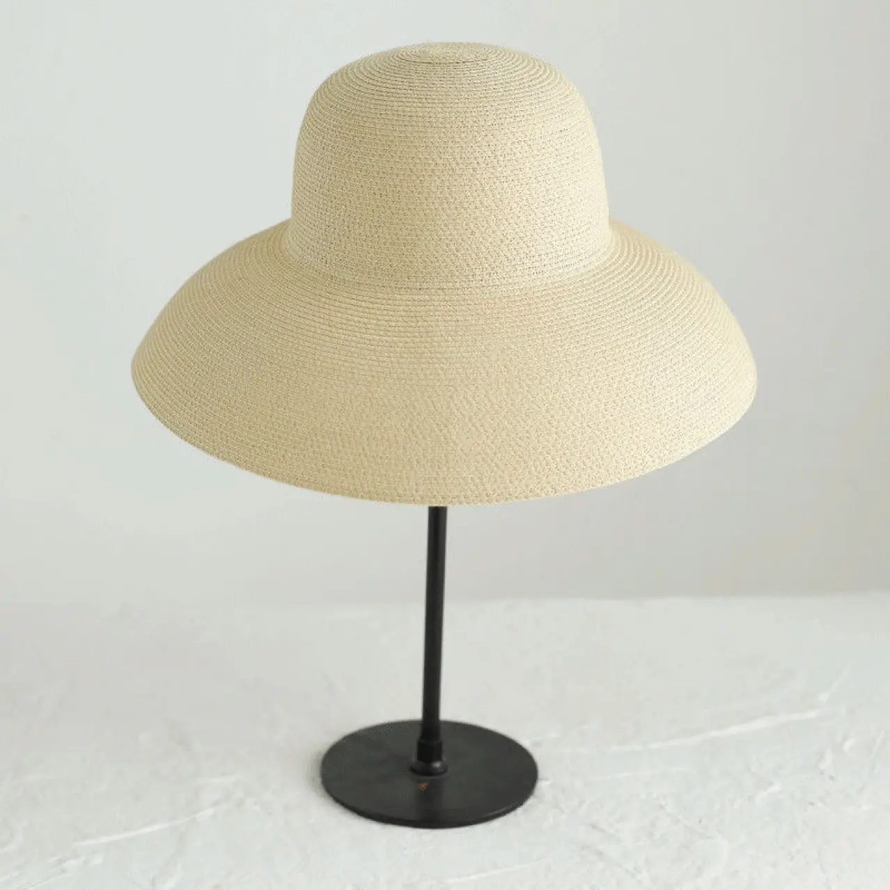 Women French Hepburn Sunshade Hat Beach Bucket Hat Foldable Big Round Panama Woven Wide Paper Straw Hat