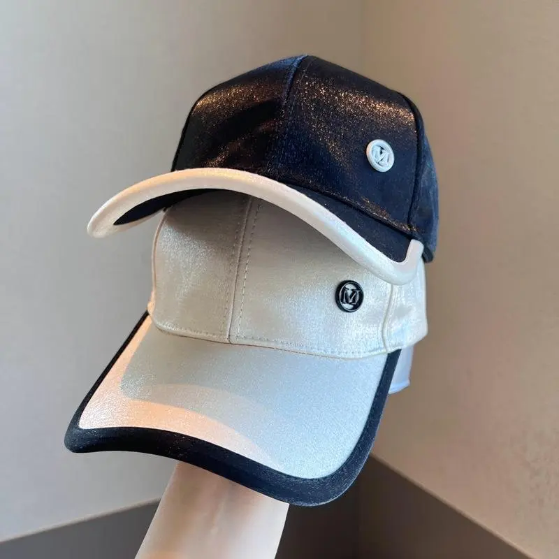 Ladies Fashion Satin Black White Casual M Trucker Snapback Caps Sunshade Sunscreen Street Baseball Hat
