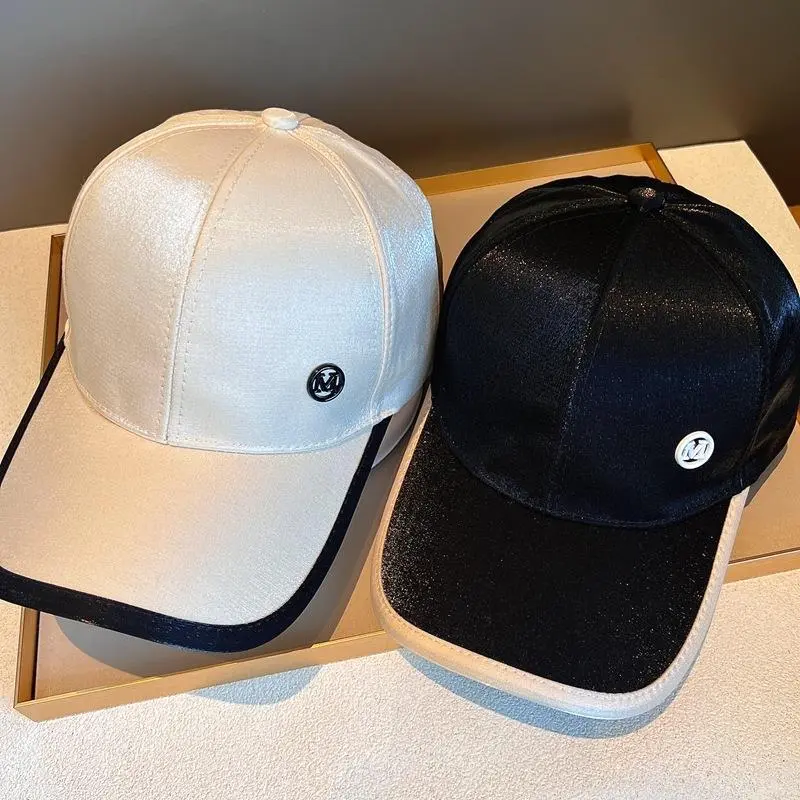 Ladies Fashion Satin Black White Casual M Trucker Snapback Caps Sunshade Sunscreen Street Baseball Hat
