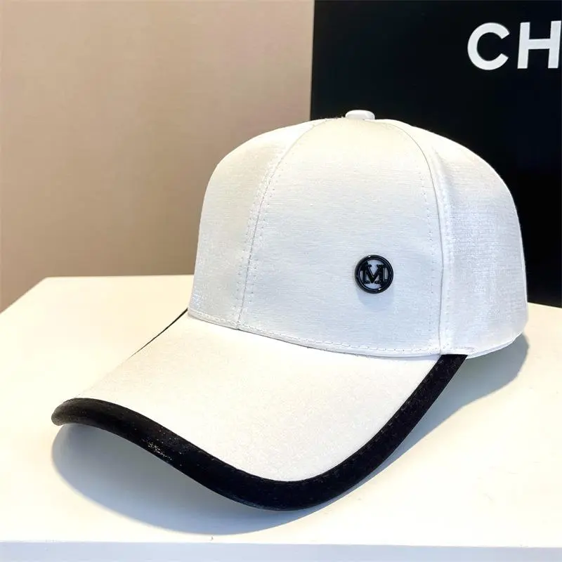 Ladies Fashion Satin Black White Casual M Trucker Snapback Caps Sunshade Sunscreen Street Baseball Hat