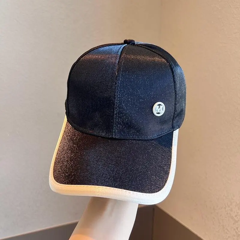 Ladies Fashion Satin Black White Casual M Trucker Snapback Caps Sunshade Sunscreen Street Baseball Hat