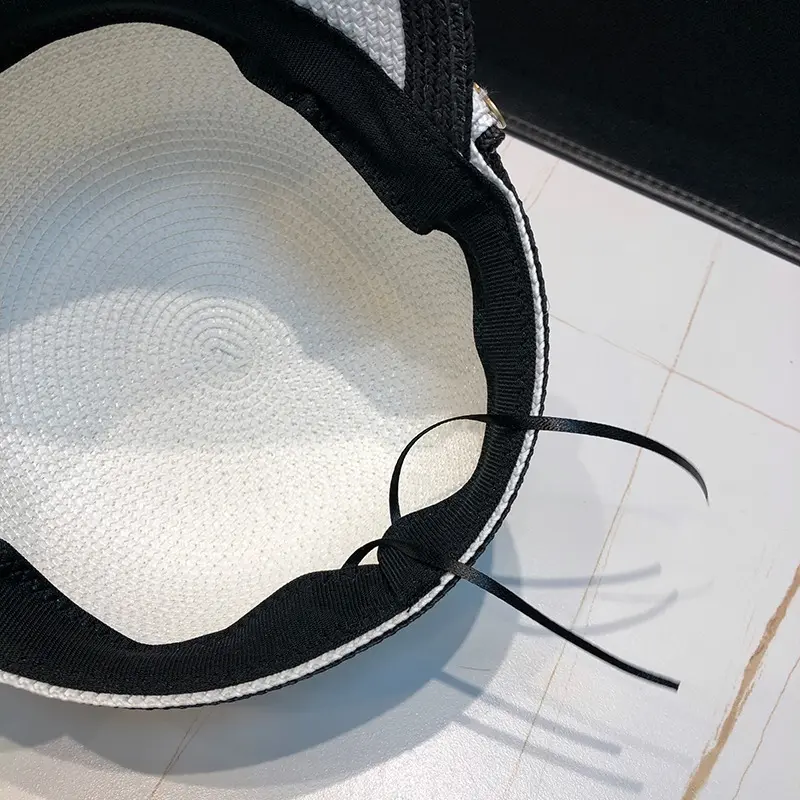 Lady New Visor Tongue Hat Summer Vacation Baseball Caps Black White Riding Sun Straw Equestrian Hat