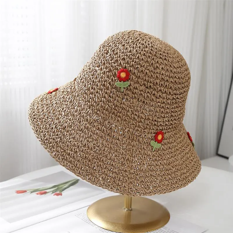 Women Foldable Anti-UV Casual Summer New Sunshade Travel Sweet Grass Little Flower Beach Bucket Hat