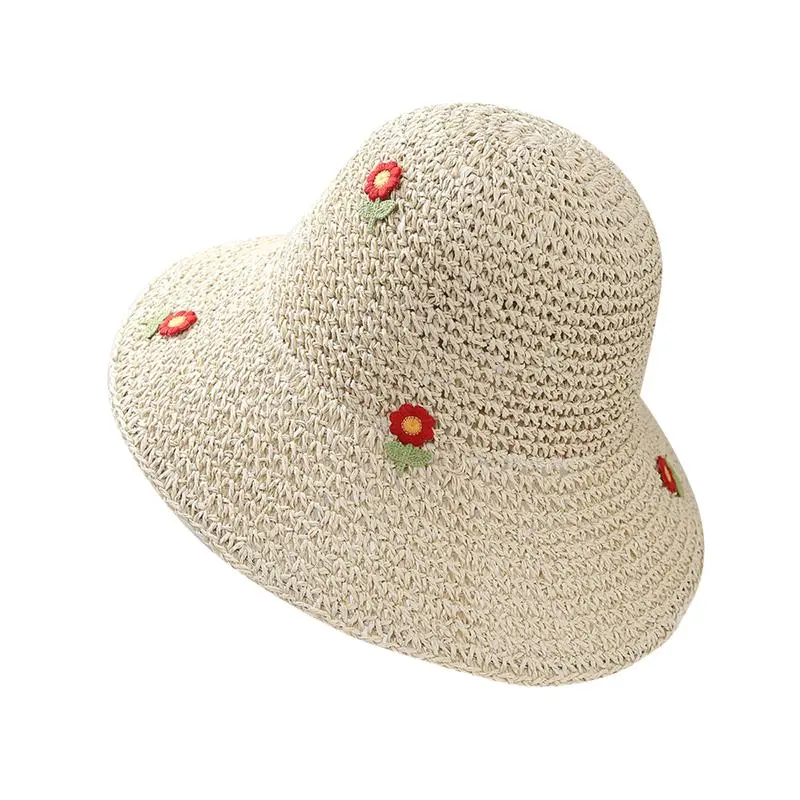 Women Foldable Anti-UV Casual Summer New Sunshade Travel Sweet Grass Little Flower Beach Bucket Hat